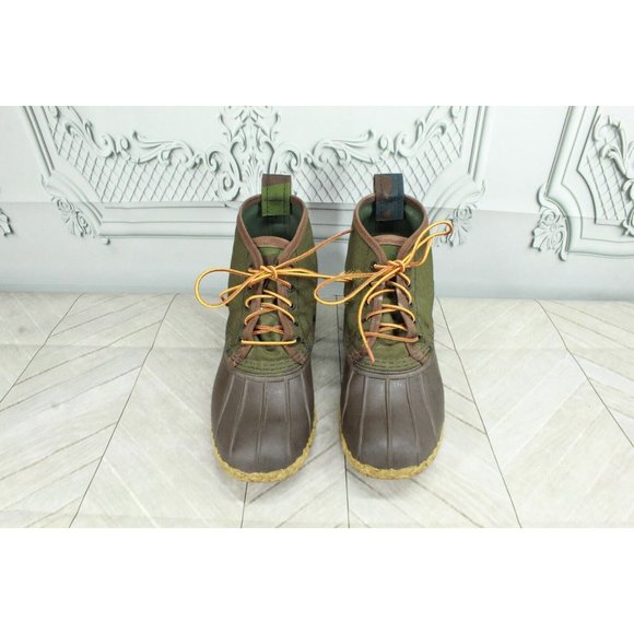 LL BEAN Green Canvas Lace Up Insulated Duck Boots Size 9 - Picture 5 of 9